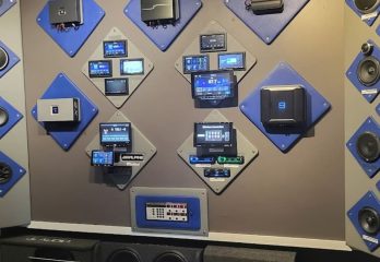 A car audio display in an audio shop